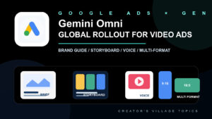 Google AdsのGemini Omni動画広告生成機能を示す公式ロゴ入りアイキャッチ