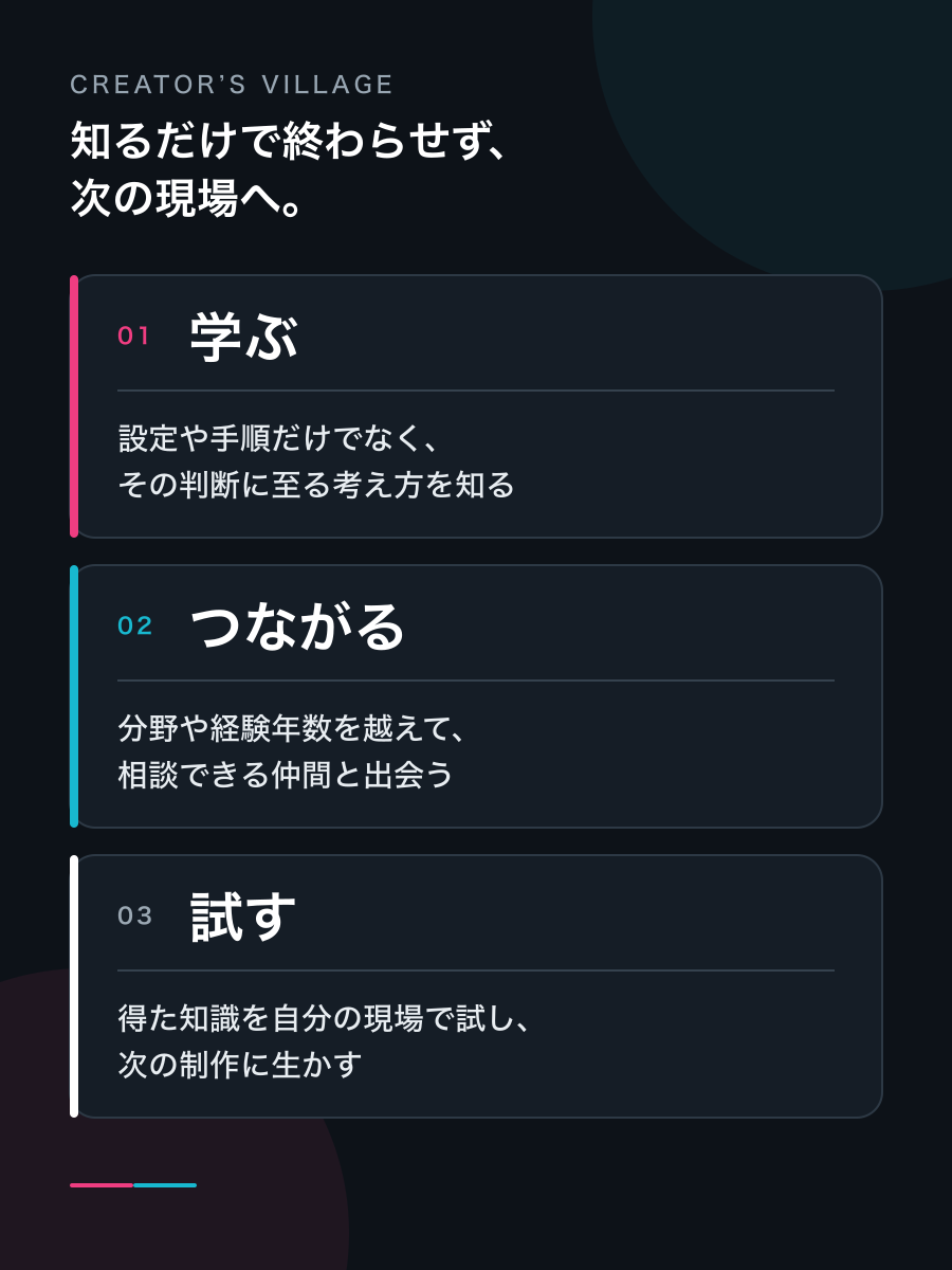 学ぶ、つながる、試す。CREATOR’S VILLAGEが大切にする3つの行動