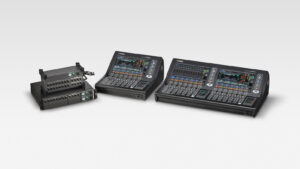 ヤマハのRシリーズユーティリティI/O、DM5 Compact、DM5を左から並べた公式製品写真