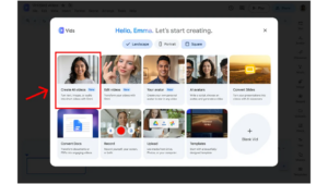 Google Vidsの動画作成画面で「Create AI videos」を示したGoogle公式スクリーンショット